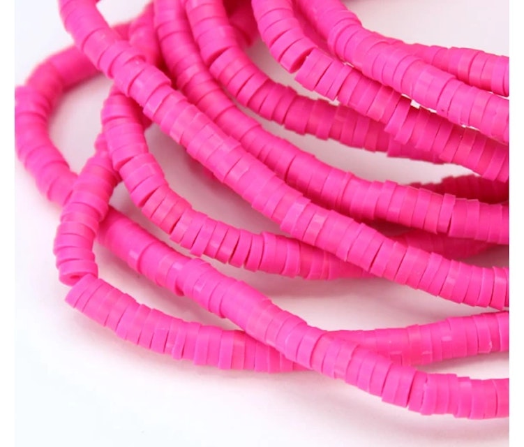 4mm Light Pink Heishi Beads, Pink Clay Beads, Polymer Clay Disc Beads,  African Disc Beads, Vinyl Heishi, 16 Inch Strand 381 -  Hong Kong