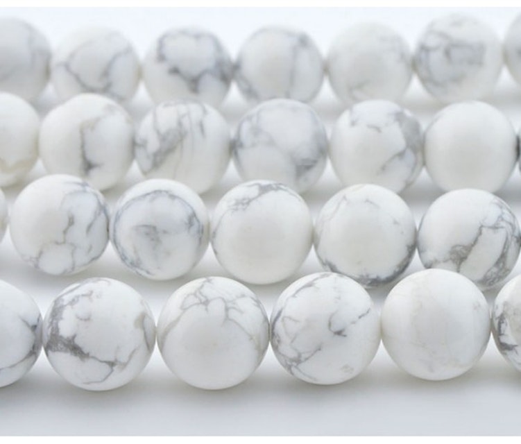 Matte Howlite Beads, White, 10mm Round - Golden Age Beads