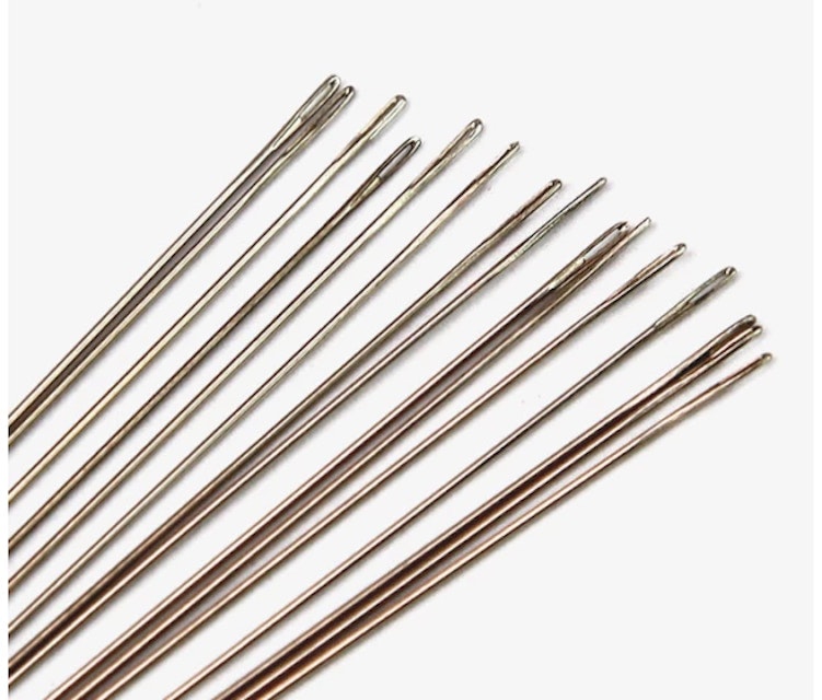 English Beading Needles, 45mm long, Size 15 (Extra Thin) - Golden
